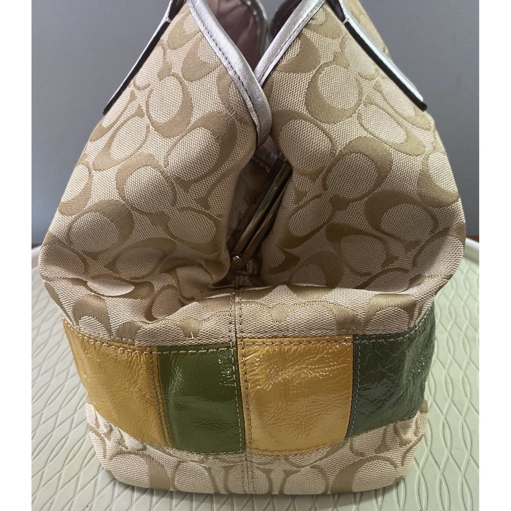 COACH One Women Shoulder Bag Purse-Canvas Beige/olive/yellow/orange Signature C‎ - Picture 4 of 15